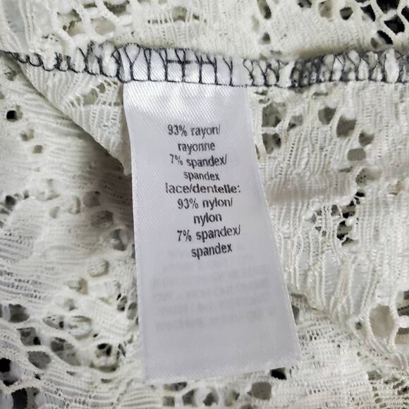 Maurices Women’s Gray White Lace Front Raglan 3/4 Sleeve Top Size 0x - Picture 6 of 7